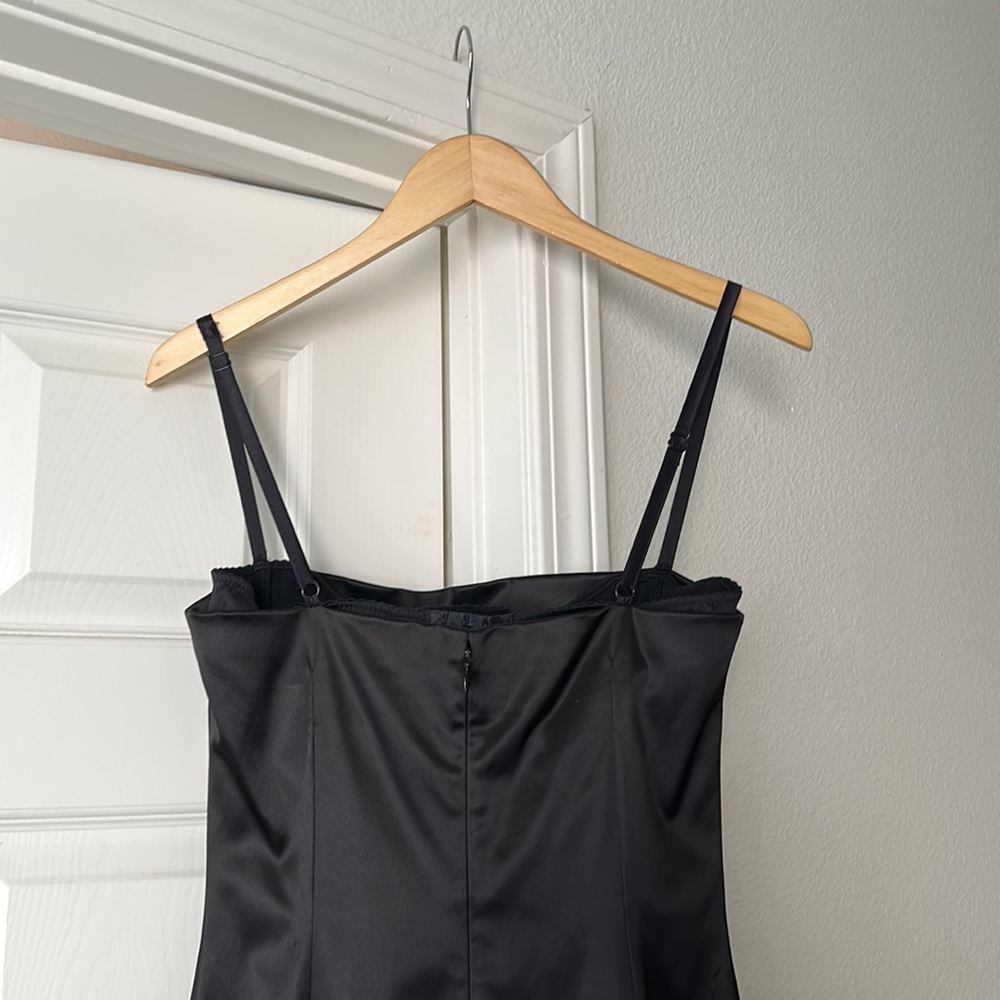 Dolce & Gabbana Black Satin Spaghetti-Strap Midi Dress - Picture 2 of 14
